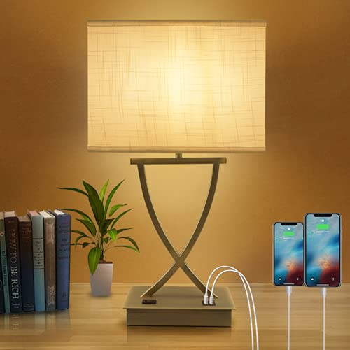 3 Way Touch Dimmable Bedside Lamp 21.38" with USB