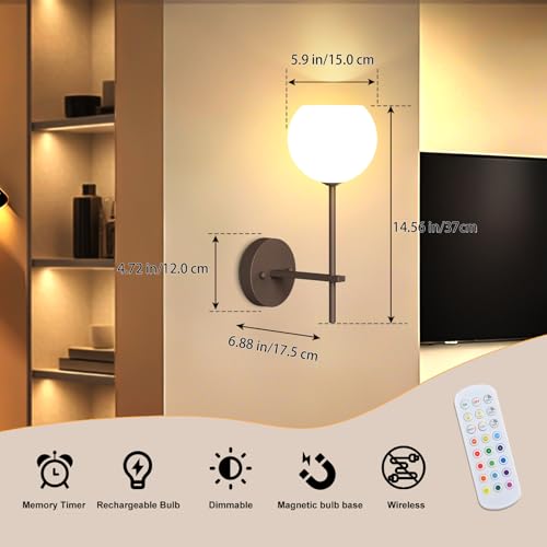 Brown Battery Operated Wall Sconces Set of 2 (2 Count)