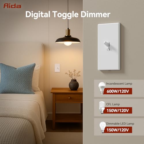 Digital Toggle Dimmer Switch for Dimmable LED (10 Count)