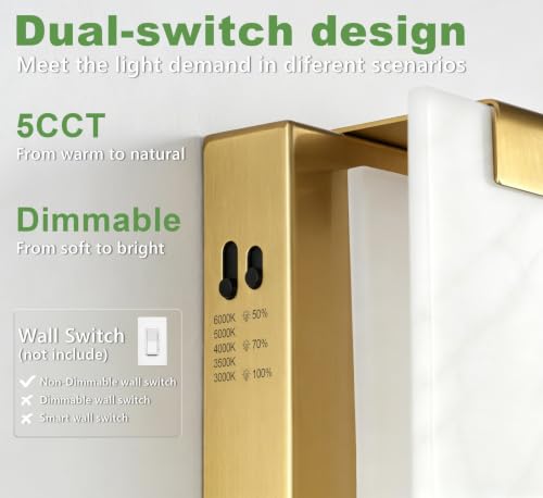 Hardwired Modern Gold LED Wall Sconces Indoor Wall Light Fixtures (2 Count)