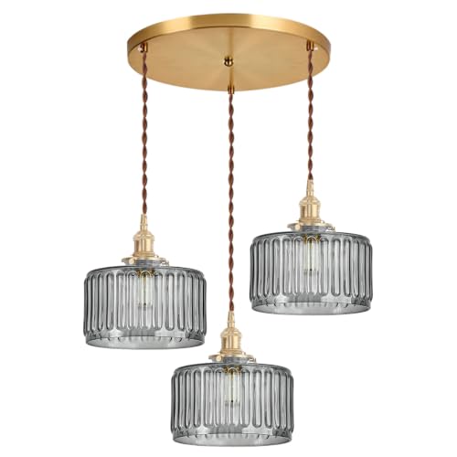 Cluster Chandelier Mid Century Ceiling Pendant Lights 3 Gray Shade