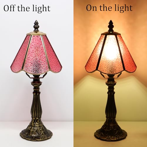 Tiffany Style Table Lamp Pink Diamond Stained Glass Lamp 14 Inch