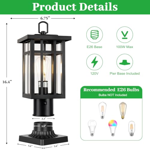 Dusk to Dawn Outdoor Post Light with Pier Mount Base