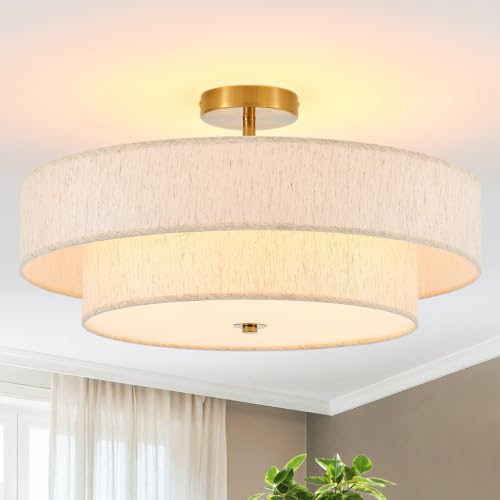 Modern Semi Flush Mount Ceiling Light 21.7" Modern Gold 4