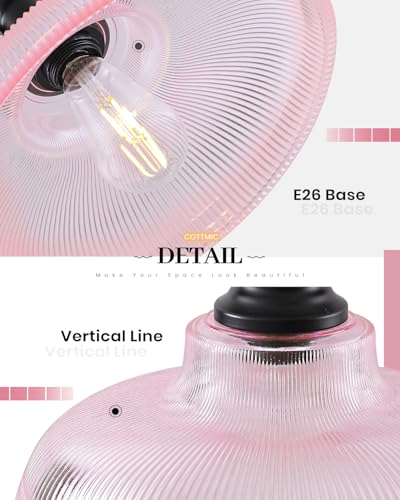 Pink Glass Pendant Lights Kitchen Island (2 Count)