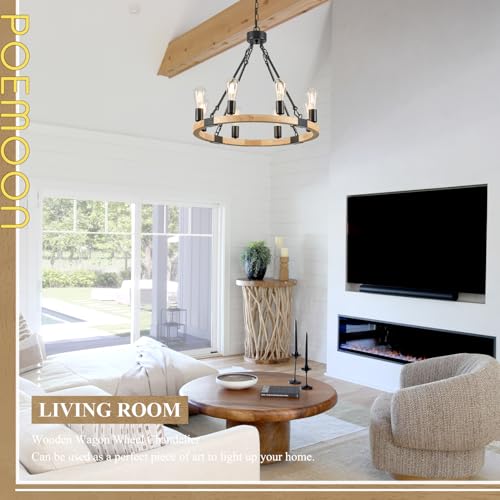 Natural Wooden Wagon Wheel Chandelier 8