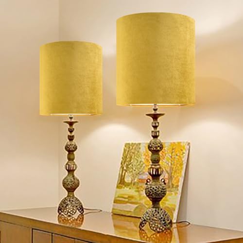 GOSO Tall Drum Natural Velvet Gold Lamp Shades (2 Count)