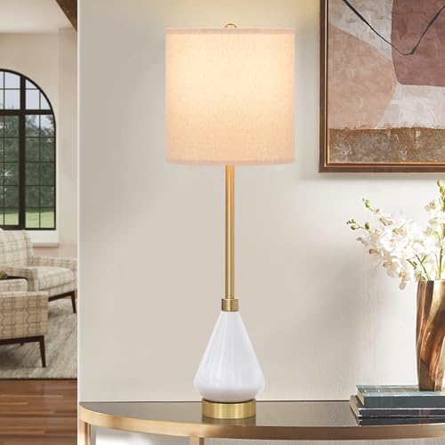 32" Gold Buffet Lamps Set of 2 with White Ceramic Base (2 Count)