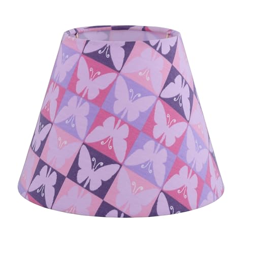 56044 Empire Uno Lamp Shade in Pink with Purple Butterfly Pattern