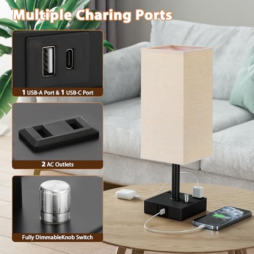 Bedside Table Lamps Set of 2 for Bedroom (2 Count)