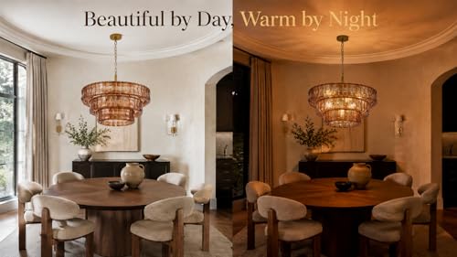3 Tier 26 Inch Amber Crystal Glass Chandeliers