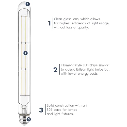 Vintage T9 Long LED Tube Light Bulbs 60W Equivalent (4 Count)