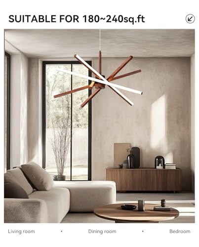 Modern Sputnik Chandelier Ceiling LED Black Pendant Light Embedded Mount Chandeliers Dining Room Light Fixtures Over Table Dimmable with Remote Control for Living Room Kitchen Bedroom