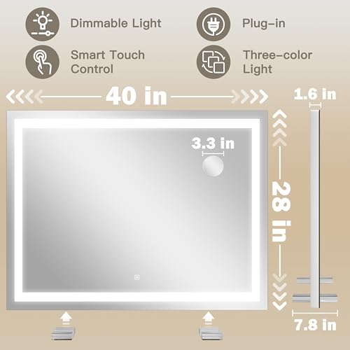 40x28 Inch Lighted Vanity Mirror