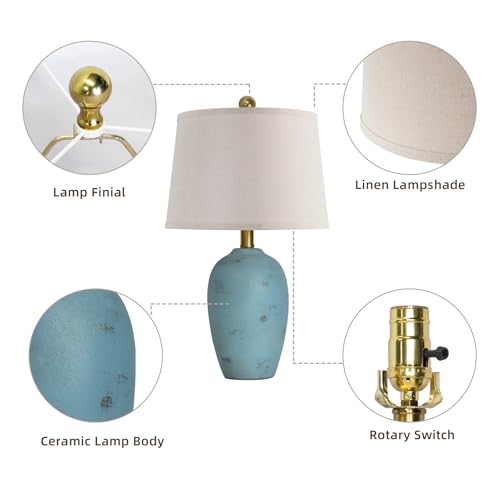 21'' Set of 2 Coastal Small Ceramic Lamps for Bedroom (2 Count)