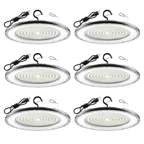 300W UFO High Bay Light 6 Pack 45000LM LED Shop Lights Plug & Play (6 Count)
