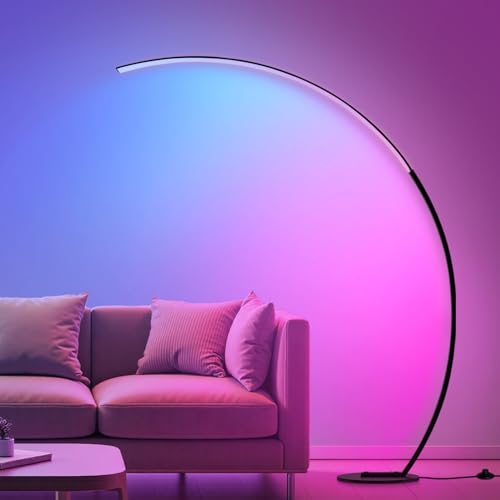 RGB Dimmable Arc Floor Lamps with 3 Color Temperatures