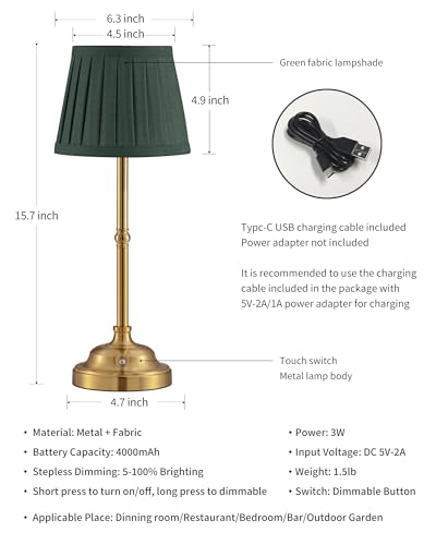 Gold Cordless LED Table Lamps Set of 2 (2 Count)
