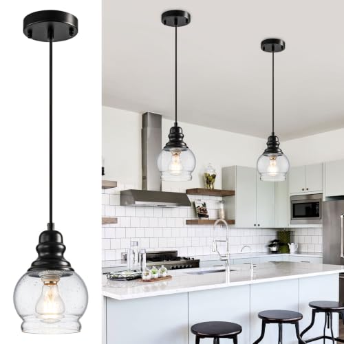 5.5 Inch Seeded Glass Mini Pendant Lights Kitchen Island