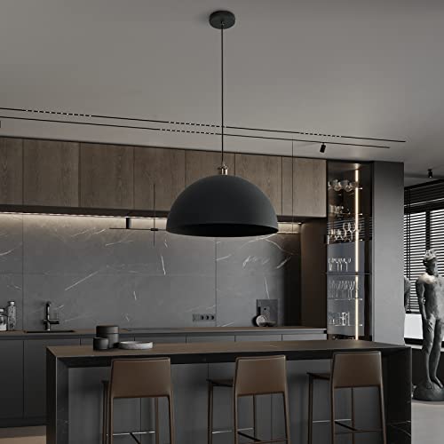 Vintage Black Pendant Light 17.72'' Retro Farmhouse Large Dome Pendant Lamp Modern Industrial Chandelier for Wire length 78.74 '' for Kitchen Island