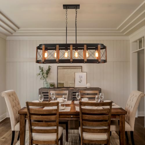 Rustic Farmhouse Wood Kitchen Island Lighting