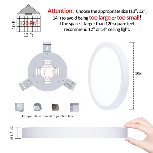 10 Inch LED Flush Mount Ceiling Light (2 Count)