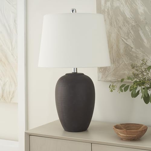 Home 23" Dark Purple Distressed Ceramic Pot Table Lamp for Bedroom