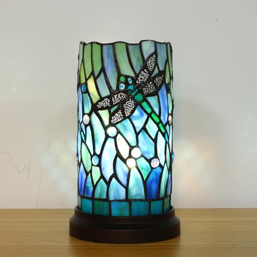 Tiffany Style Table Lamp for Bedroom Baroque Stained Glass Nightstand Bedside Night Lamp Party Light Hand
