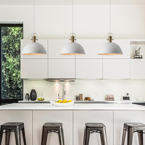 12 Inch Sandy White Modern Pendant Light for Kitchen Island 3 Pack (3 Count)