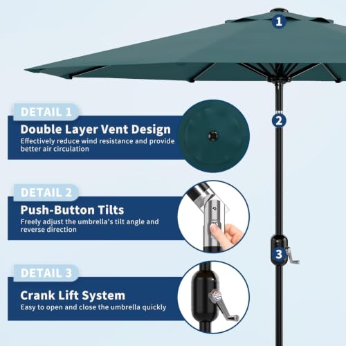 9FT Patio Umbrella 8 Sturdy Ribs Outdoor Table Umbrella