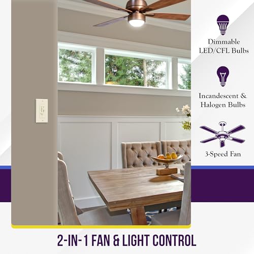 3 Speed Ceiling Fan Control and LED Dimmer Light Switch