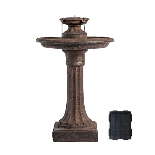 28" Solar Powered Outdoor Bird Bath Water Fountain