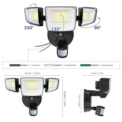 90W 10000LM LED Motion Sensor Outdoor Lights