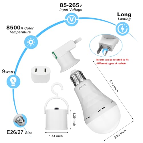 10 Pack Rechargeable Emergency Light Bulbs for Power Outage (10 Count)