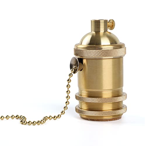 Brass Screw Thread DIY Light Socket Vintage Copper Edison Retro Pendant Lamp Holder for E26 E27 Light Bulbs