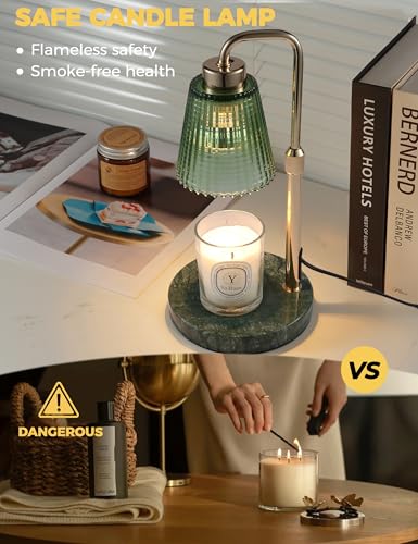 Marble Candle Warmer Lamp Green with Cycle Timer