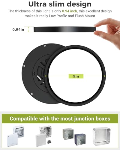1PACK LED Flush Mount Ceiling Light Fixture Black