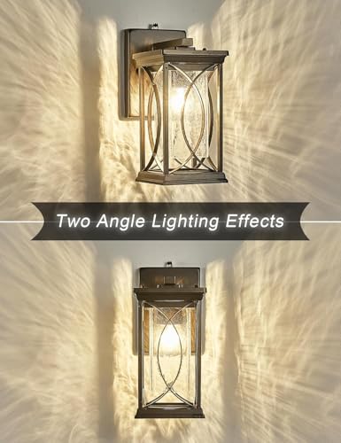 Oil Rubbed Bronze Porch Light Dusk to Dawn Outdoor Wall Lantern Small Modern Exterior Light Fixture Aluminum with Crack