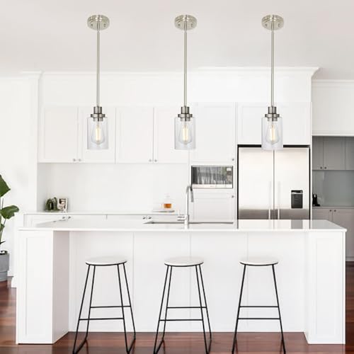 3 Pack Kitchen Island Pendant Lighting Brushed Nickel