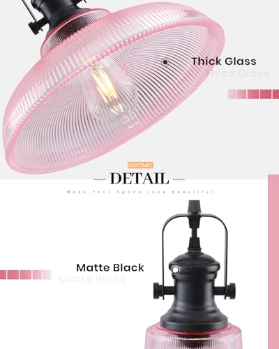 Pink Glass Pendant Lights Kitchen Island (2 Count)