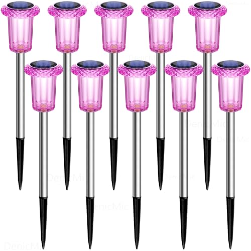 Solar Outdoor Lights 10 Pack Pink LED Valentines (10 Count)