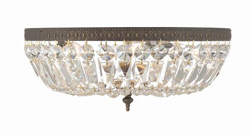 3 Light Spectra Crystal English Bronze Flush Mount