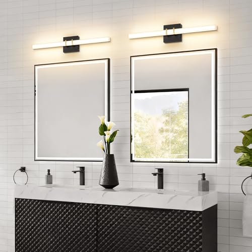 Modern Black and Brass Vanity Light Bar 24 Inch