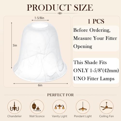 1 Pcs White Alabaster Bell Shaped Glass Lamp Shade Replacement