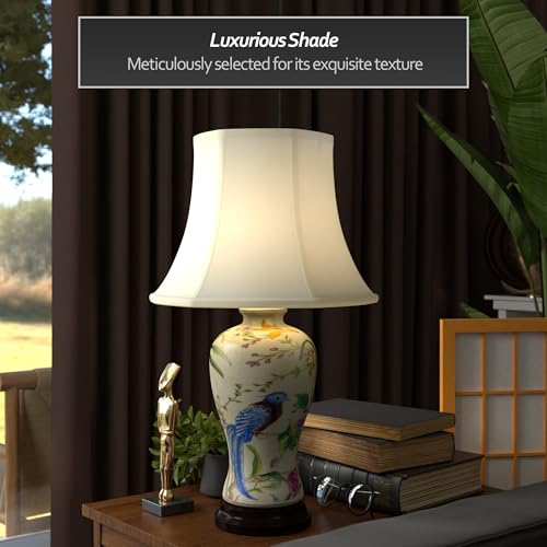 29" Floral White Porcelain Lamp