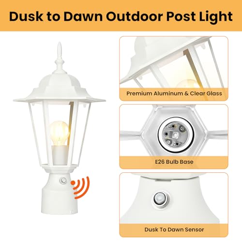 15"H Dusk to Dawn Outdoor Lamp Post Light (2 Count)