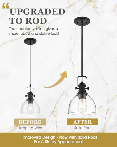 7.5" 2 Pack Black Pendant Lights Kitchen Island