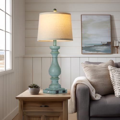 29" Tall Farmhouse Table Lamp for Living Room (Blue-1PK)