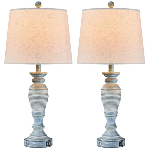 27.7” Farmhouse Table Lamps for Living Room (2 Count)
