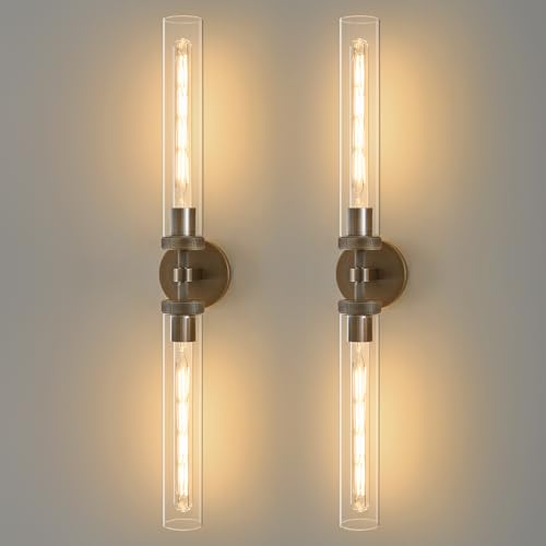 Knurled Brass Bathroom Wall Sconce (2 Count)